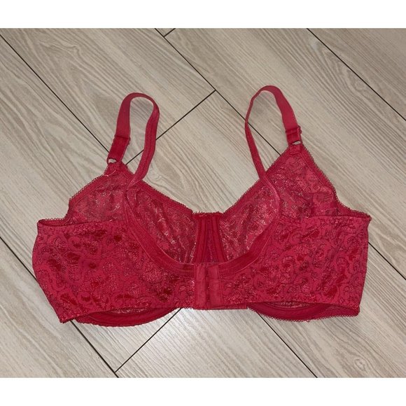 Vintage Smart Choices Playtex 3286 Lace Bra Unlined Underwire Womens 38D Red - Picture 4 of 6